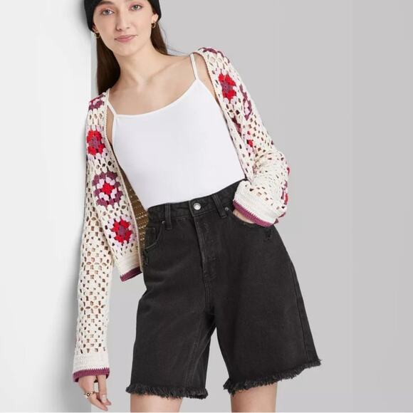 Wild Fable High-Rise Wide Leg Bermuda Jean Shorts 18 NEW - Picture 1 of 4